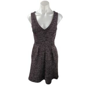 Madewell Terrace Knit Tweed Sleeveless V Neck Pleated Mini Flare A-Line Dress XS